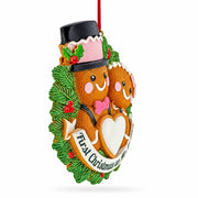 Mr & Mrs First Christmas Couple Gingerbread Wreath Resin Christmas Ornament