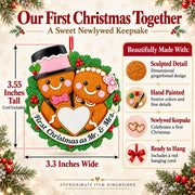 Mr & Mrs First Christmas Couple Gingerbread Wreath Resin Christmas Ornament