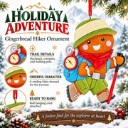 Hiking Gingerbread Man With Backpack Compass Resin Christmas Ornament