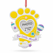 Our Little Miracle Baby Footprint Picture Frame Resin Christmas Ornament