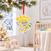 Our Little Miracle Baby Footprint Picture Frame Resin Christmas Ornament