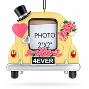 Just Married Wedding Car 2x2 Photo Frame Resin Christmas Ornament