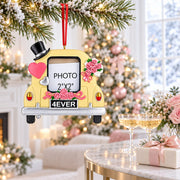 Just Married Wedding Car 2x2 Photo Frame Resin Christmas Ornament