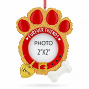 Dog Collar Paw Print Picture Frame Resin Christmas Ornament