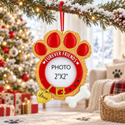 Dog Collar Paw Print Picture Frame Resin Christmas Ornament