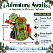 Hiking Camping Adventure Backpack Camo Binoculars Resin Christmas Ornament