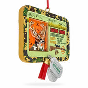 Buck's Hunting License Camo Resin Christmas Ornament