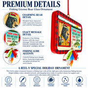 Bear's Fishing License with Lures Resin Christmas Ornament
