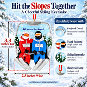 Skiers Couple On Chairlift Resin Christmas Ornament