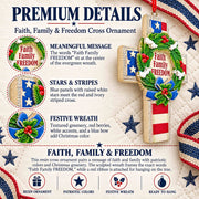 American Flag Patriotic Cross Faith Family Freedom Resin Christmas Ornament