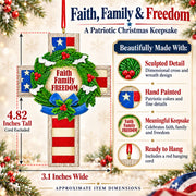 American Flag Patriotic Cross Faith Family Freedom Resin Christmas Ornament