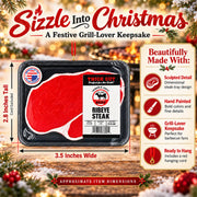 Thick Cut Ribeye Steak Butcher Tray Decor Resin Christmas Ornament