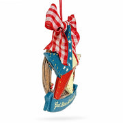 Americana Patriotic Star Wreath God Bless America Resin Christmas Ornament