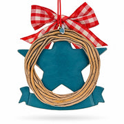 Americana Patriotic Star Wreath God Bless America Resin Christmas Ornament