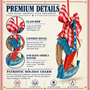 Americana Patriotic Star Wreath God Bless America Resin Christmas Ornament