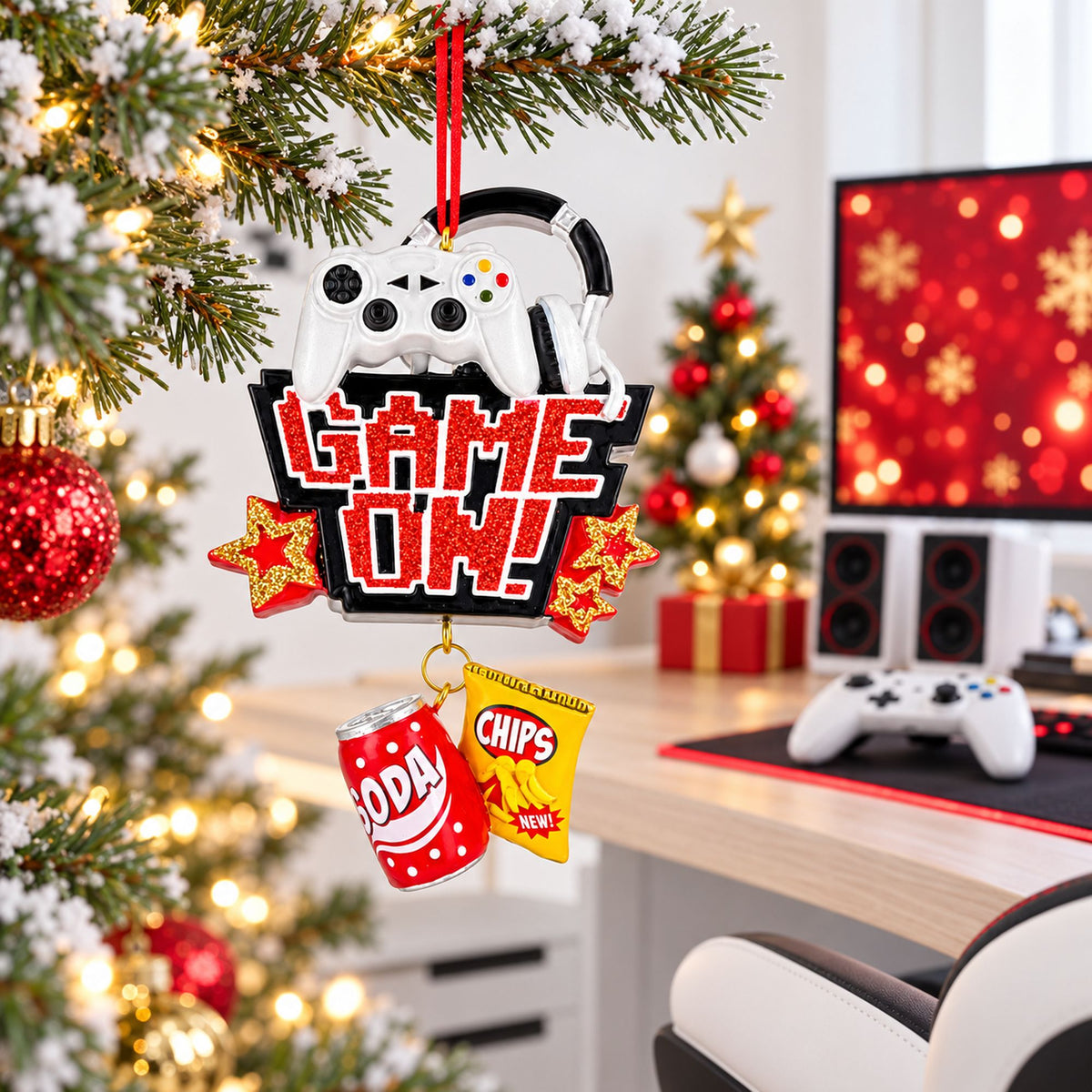 Gamer Controller Headphones Resin Christmas Ornament