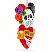 Day Of The Dead Sugar Skulls Rose Heart Resin Christmas Ornament