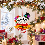 Day Of The Dead Sugar Skulls Rose Heart Resin Christmas Ornament