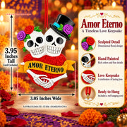Day Of The Dead Sugar Skulls Rose Heart Resin Christmas Ornament