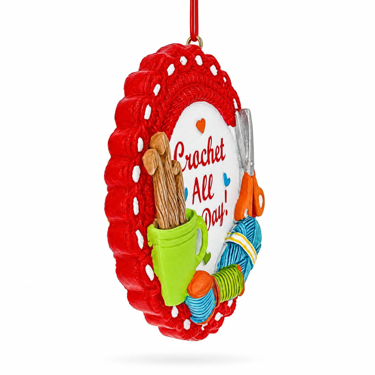 Crafter Hobby Crochet All Day Yarn Resin Christmas Ornament
