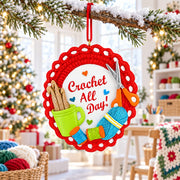 Crafter Hobby Crochet All Day Yarn Resin Christmas Ornament