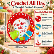 Crafter Hobby Crochet All Day Yarn Resin Christmas Ornament
