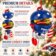 Patriotic BBQ Grill Burger Hot Dog Resin Christmas Ornament