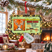 Buck's Hunting License Camo Resin Christmas Ornament