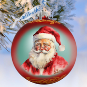 Captivating Smile of Santa Ball Glass Ornament by G. Debrekht - Christmas Santa Snowman Decor - 73376
