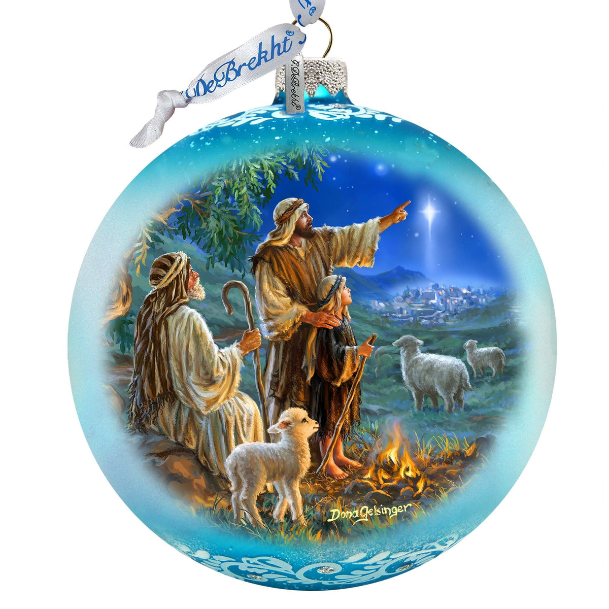 Shepherds Keeping Watch Lg Glass Ornament by D. Gelsinger - Nativity Holiday Decor - 73954