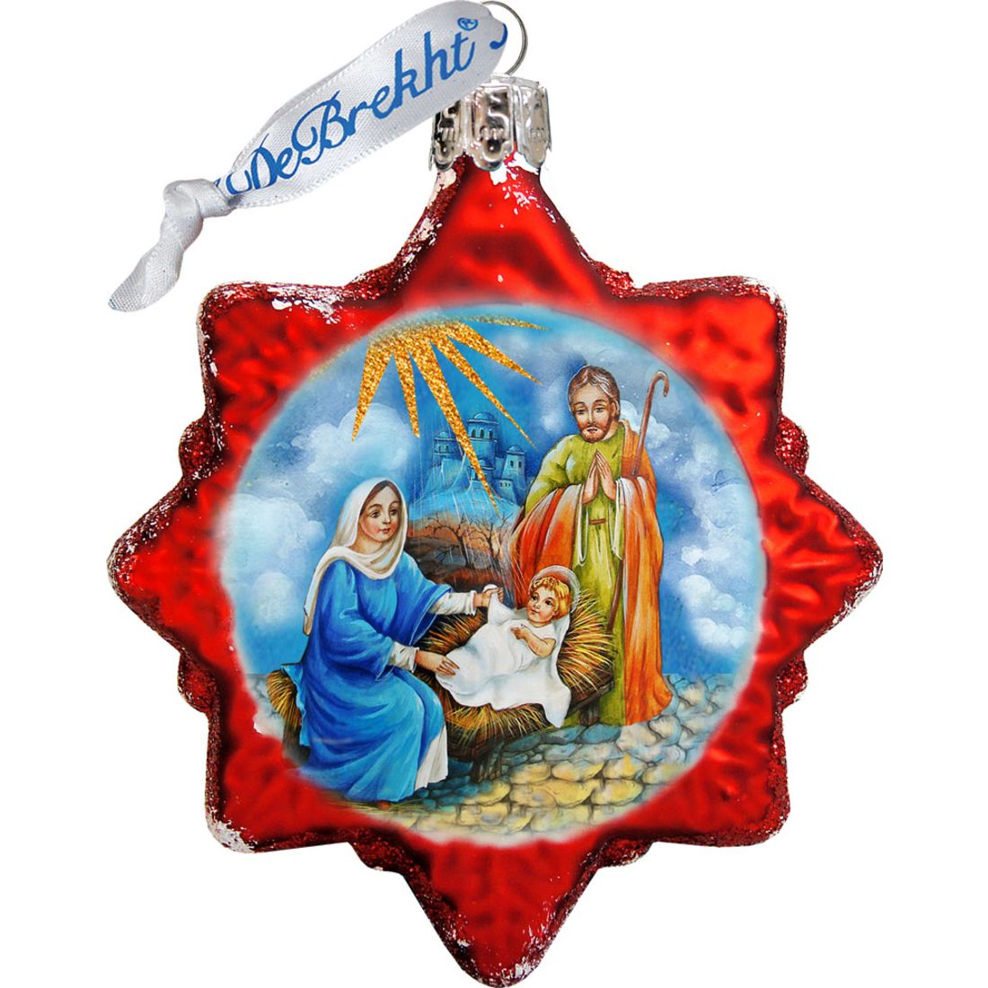 Story of Nativity Mercury Glass Ornaments Set of 3 by G. DeBrekht - Nativity Holiday Decor - 770122S3