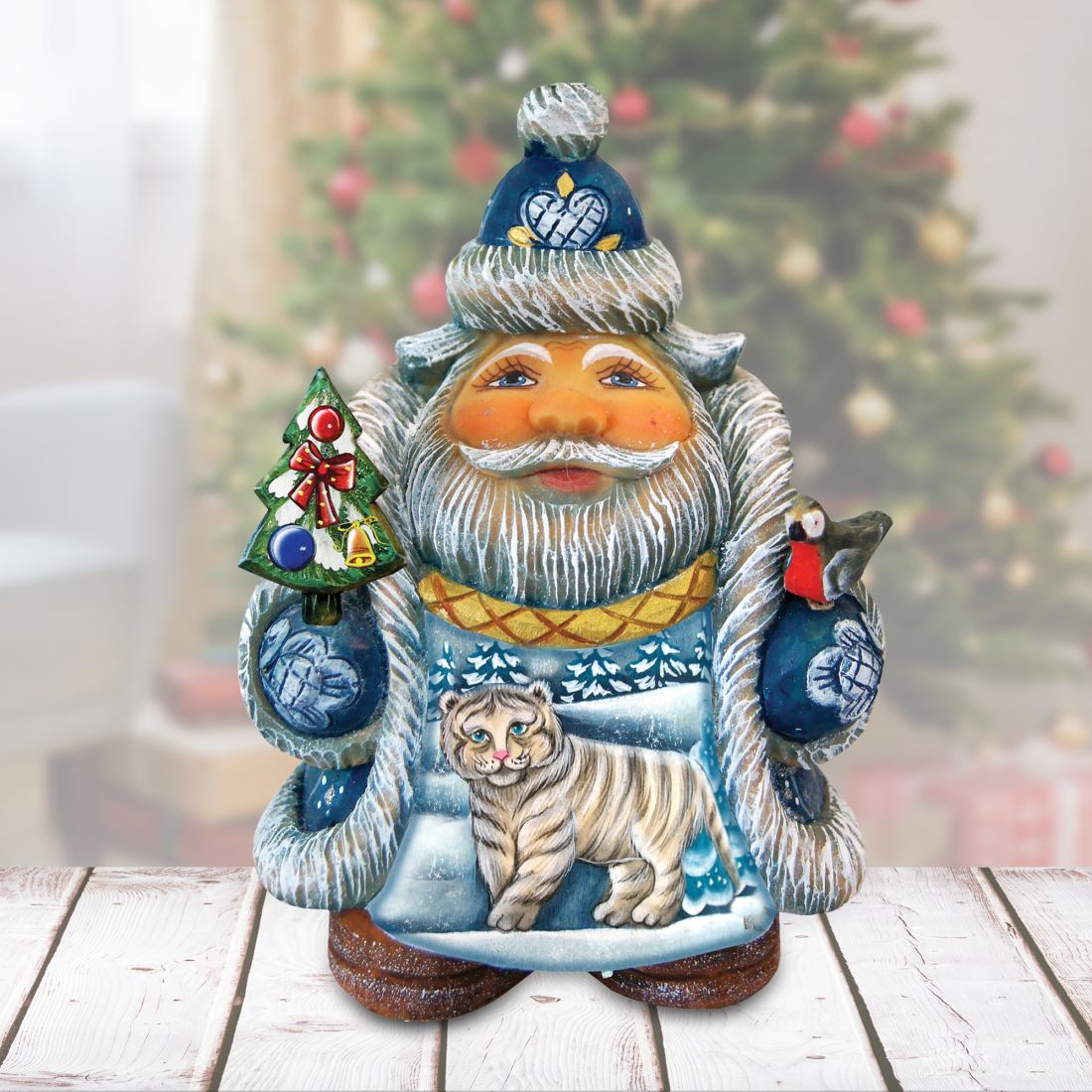 Cuddle Cub Santa Handcrafted Christmas Figurine - G. DeBrekht - Christmas Santa Snowman Decor - 533423