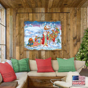 Bellowed Carrier Santa Wooden Wall Art by G. DeBrekht - Christmas Santa Snowman Decor - 8173843B