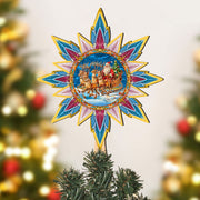 Santa on the Sleigh Star Tree Topper Wooden Decor