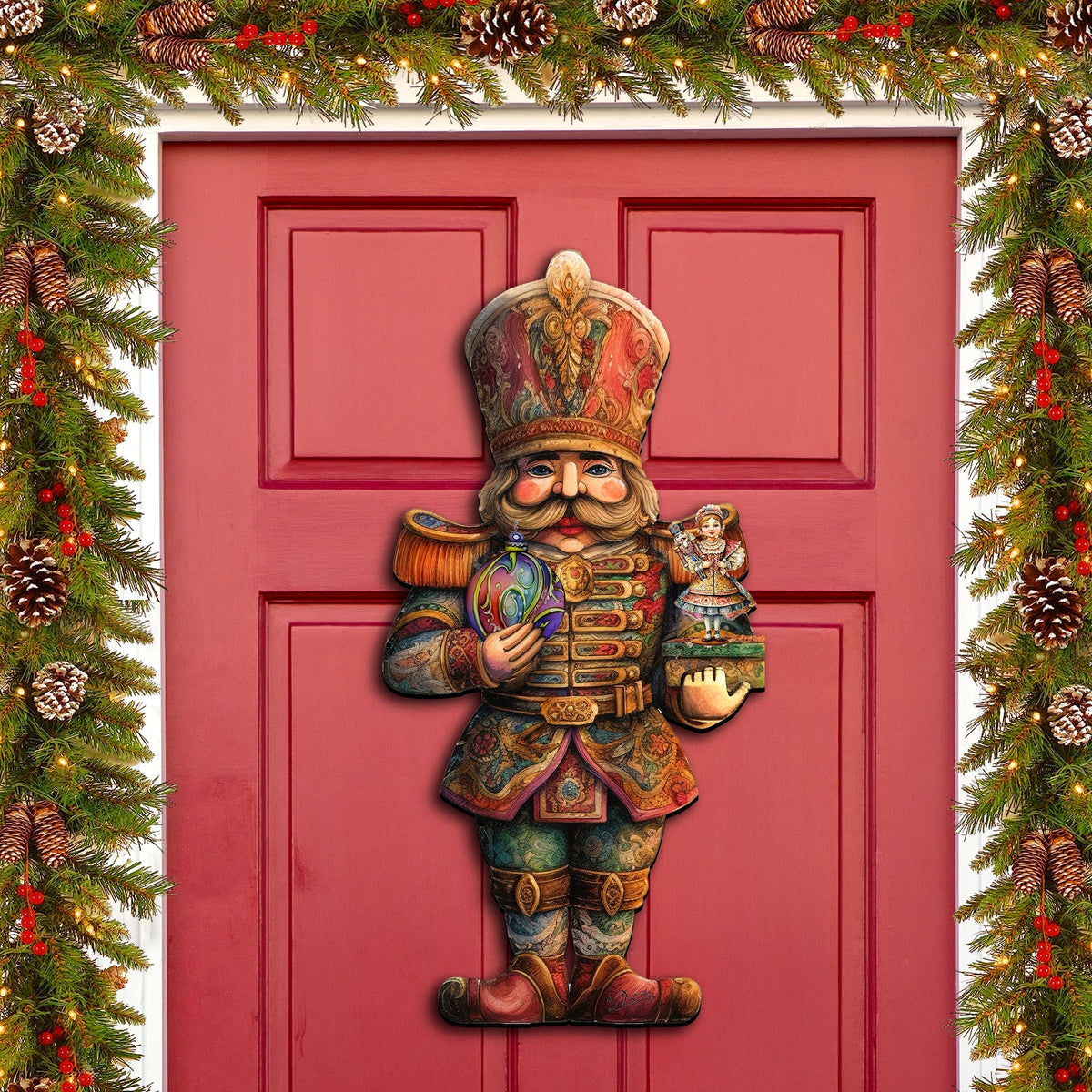 Charming Clara and Nutcracker Prince Holiday Door Decor by G. Debrekht - Christmas Decor - 8611059H
