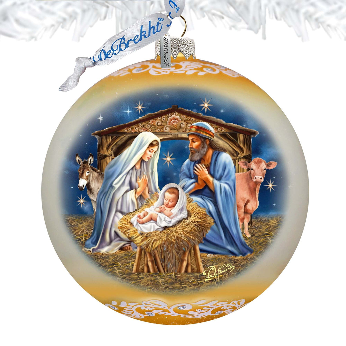 From Stable to Savior Large Glass Ornament