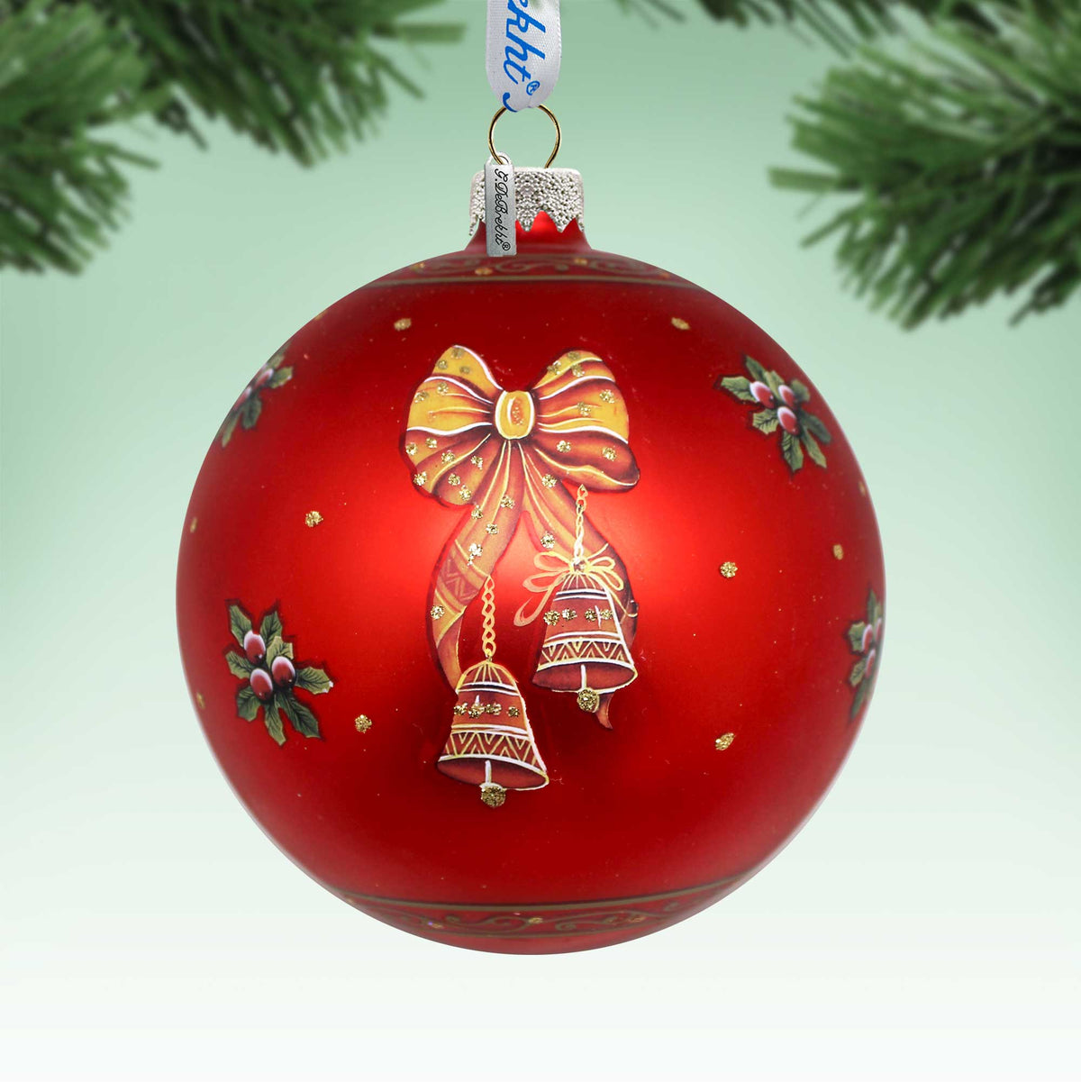Getting Ready for the Holidays Santa Large Glass Ornament in Red