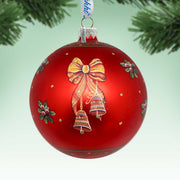 Getting Ready for the Holidays Santa Large Glass Ornament in Red