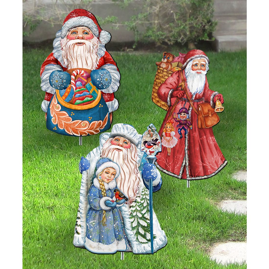 Christmas Outdoor Walkway Outdoor Garden Decor Set of 3 by G. DeBrekht - Christmas Decor - 8120124MS3