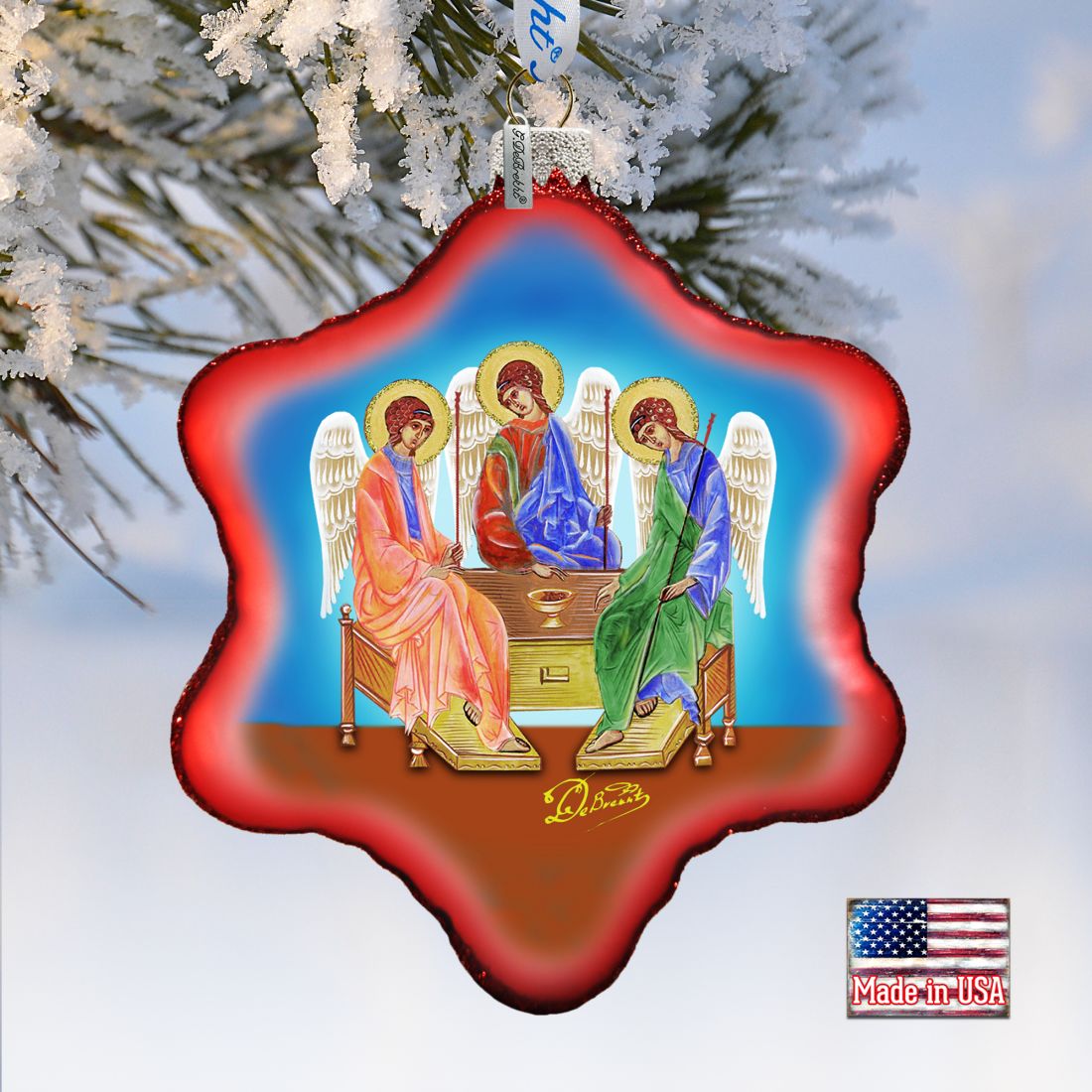 Trinity Nativity Snowflake Glass Ornament by G. DeBrekht - Nativity Holiday Decor - 754-034