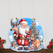 Santa with Reindeers Holiday Door Decor