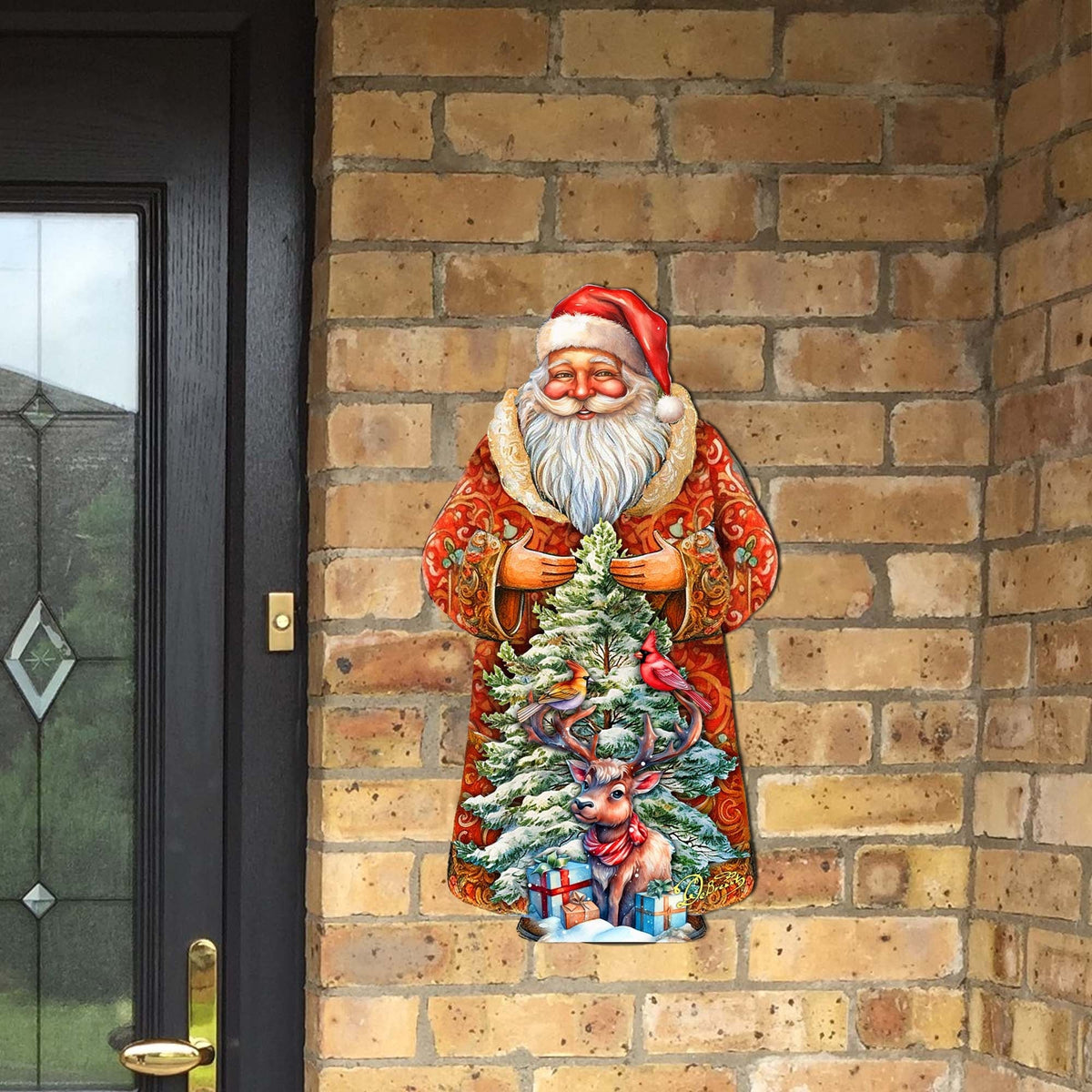 Santa with Forest Friends Holiday Door Decor