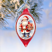 Magical Moments Santa Drop Glass Ornament by G. Debrekht - Christmas Santa Snowman Decor - 757-046