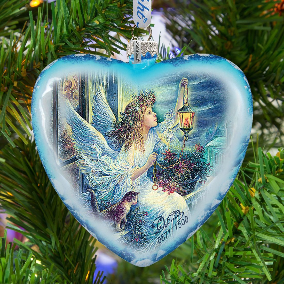 Light the Way Angel Glass Ornament Limited Edition by Strelkina at G. DeBrekht - Nativity Holiday Decor - 738-085-ST