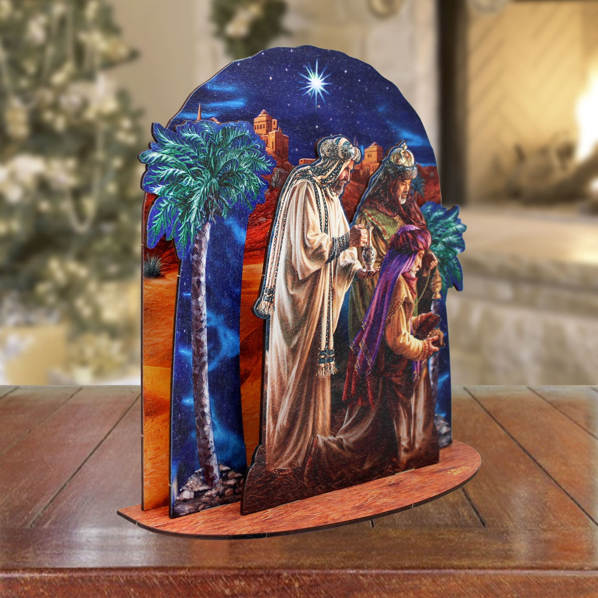 Three Kings Decorative Village Eco Wood Set Art by D. Gelsinger - Nativity Holiday Decor - 852765