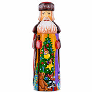Christmas Tree with Gifts Hand Carved Wooden Santa Figurine 7.25 Inches