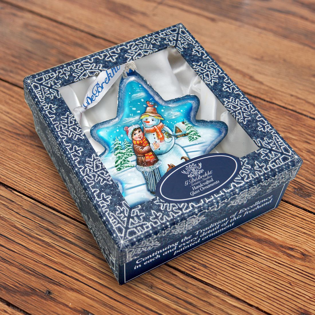 Build A Snowman North Star Glass Ornament