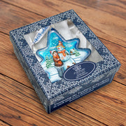 Build A Snowman North Star Glass Ornament