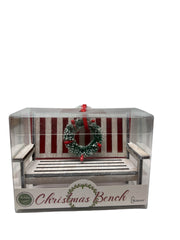 Christmas Bench Ornament with Wreath
