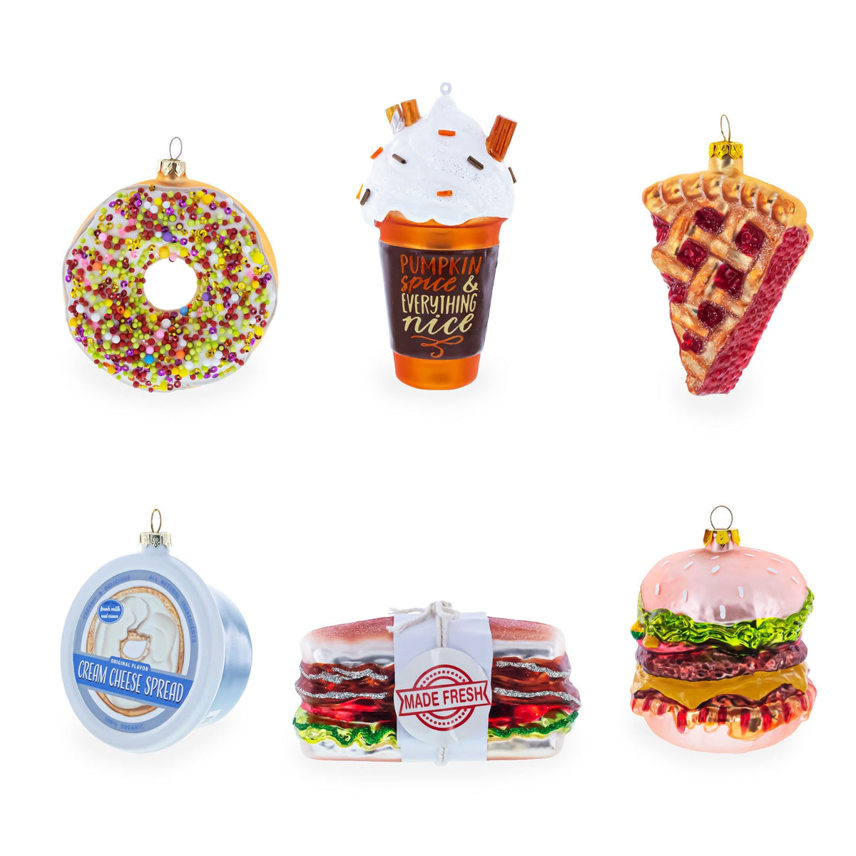 Double Cheeseburger Glass Christmas Ornament